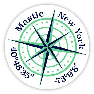 Mastic New York 2-Inch Vinyl Decal Sticker Latitude Longitude Compass Design
