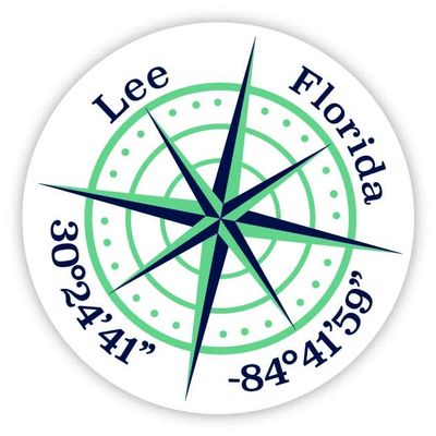 Lee Florida 2-Inch Vinyl Decal Sticker Latitude Longitude Compass Design