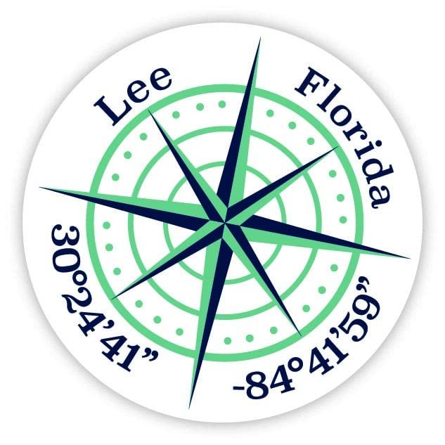 Lee Florida 2-Inch Vinyl Decal Sticker Latitude Longitude Compass Design