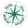 Kirby Ohio 2-Inch Vinyl Decal Sticker Latitude Longitude Compass Design view 1