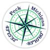 Peck Michigan 2-Inch Vinyl Decal Sticker Latitude Longitude Compass Design view 1