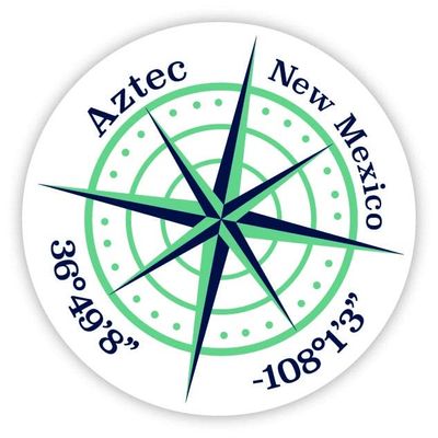 Aztec New Mexico 2-Inch Vinyl Decal Sticker Latitude Longitude Compass Design