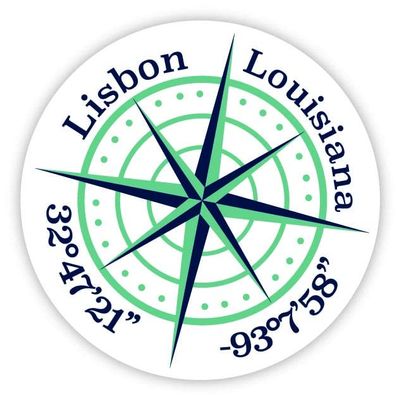 Lisbon Louisiana 2-Inch Vinyl Decal Sticker Latitude Longitude Compass Design