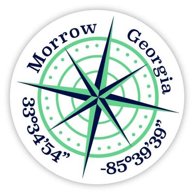 Morrow Georgia 2-Inch Vinyl Decal Sticker Latitude Longitude Compass Design