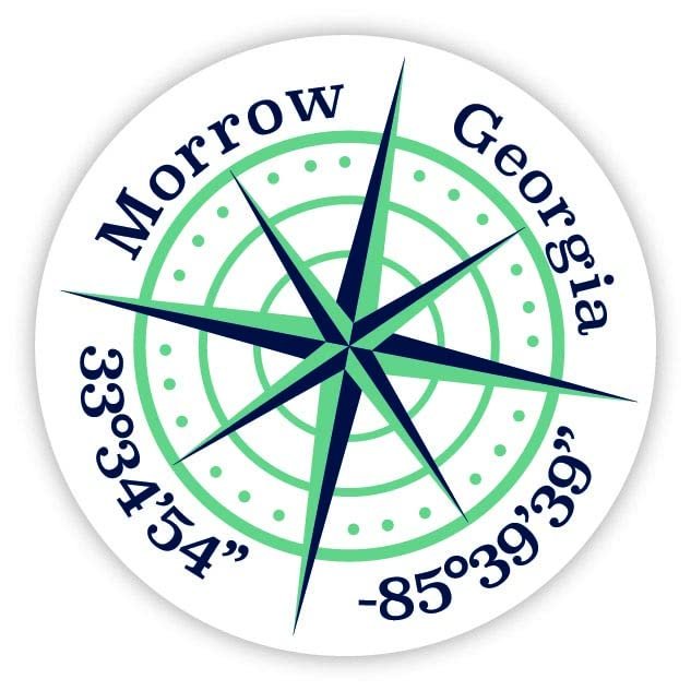 Morrow Georgia 2-Inch Vinyl Decal Sticker Latitude Longitude Compass Design