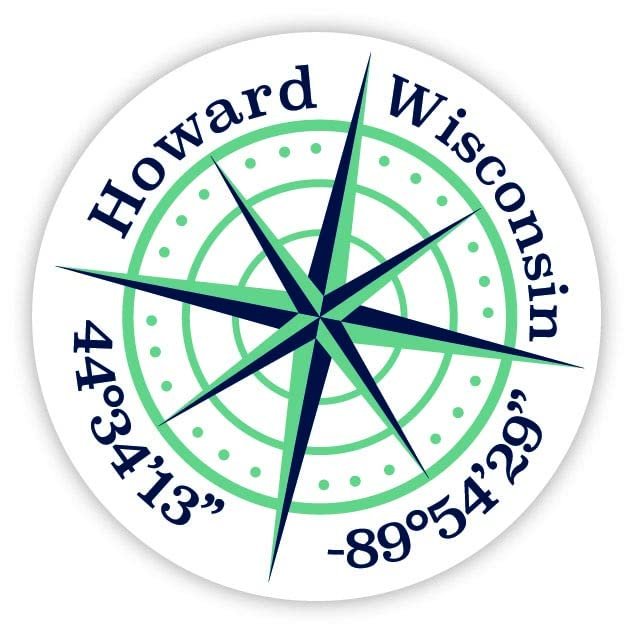 Howard Wisconsin 2-Inch Vinyl Decal Sticker Latitude Longitude Compass Design