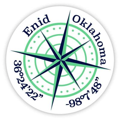 Enid Oklahoma 2-Inch Vinyl Decal Sticker Latitude Longitude Compass Design