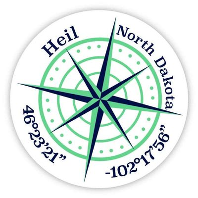 Heil North Dakota 2-Inch Vinyl Decal Sticker Latitude Longitude Compass Design