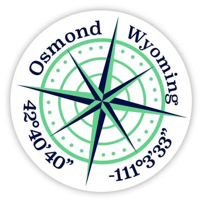 Osmond Wyoming 2-Inch Vinyl Decal Sticker Latitude Longitude Compass Design