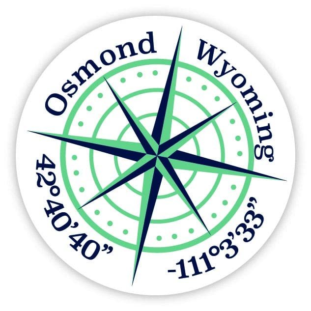 Osmond Wyoming 2-Inch Vinyl Decal Sticker Latitude Longitude Compass Design