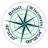 Beloit Wisconsin 2-Inch Vinyl Decal Sticker Latitude Longitude Compass Design view 1