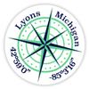 Lyons Michigan 2-Inch Vinyl Decal Sticker Latitude Longitude Compass Design view 1