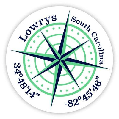 Lowrys South Carolina 2-Inch Vinyl Decal Sticker Latitude Longitude Compass Design