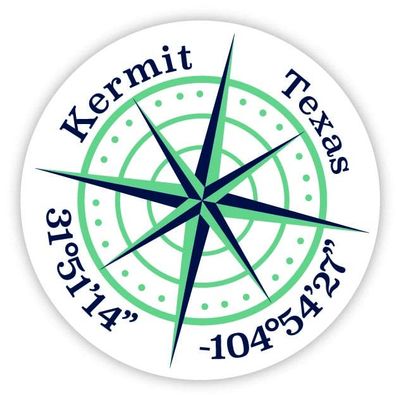 Kermit Texas 2-Inch Vinyl Decal Sticker Latitude Longitude Compass Design