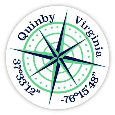 Quinby Virginia 2-Inch Vinyl Decal Sticker Latitude Longitude Compass Design