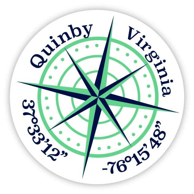 Quinby Virginia 2-Inch Vinyl Decal Sticker Latitude Longitude Compass Design
