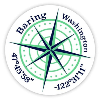 Baring Washington 2-Inch Vinyl Decal Sticker Latitude Longitude Compass Design