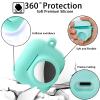 2 in 1 Protective Case Combo Set Compatible for Apple AirPods 3(2021) AirTag, GPS Tracker Holder with 2 PCS TPU Screen Protector&Keychain, Soft Silicone Anti-Lost Anti-Scratch Skin Cover(Cyan) view 4