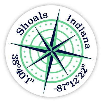 Shoals Indiana 2-Inch Vinyl Decal Sticker Latitude Longitude Compass Design