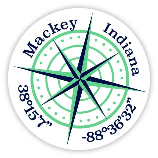 Mackey Indiana 2-Inch Vinyl Decal Sticker Latitude Longitude Compass Design