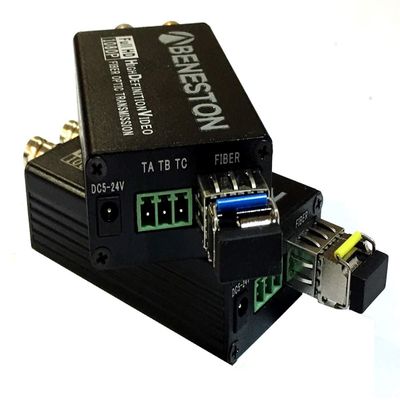 BENESTON Mini HD-SDI Fiber Converter 20KM/DVB-ASI/CCTV/Broadcast/LC/Audio Support/SFP Module Single-Mode Single Fiber 20km with RS485 Tally Loop Output
