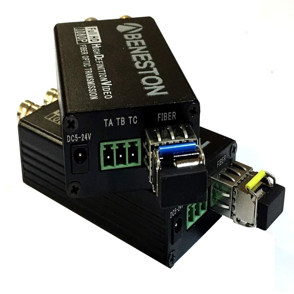 BENESTON Mini HD-SDI Fiber Converter 20KM/DVB-ASI/CCTV/Broadcast/LC/Audio Support/SFP Module Single-Mode Single Fiber 20km with RS485 Tally Loop Output