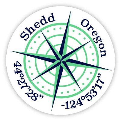 Shedd Oregon 2-Inch Vinyl Decal Sticker Latitude Longitude Compass Design