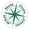 Shedd Oregon 2-Inch Vinyl Decal Sticker Latitude Longitude Compass Design view 1