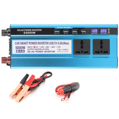 Niczu DC 12V 24V 48V 60V to 220V Modified Sine Wave Inverter 3000W 4000W 5000W Vehicle Home Power Voltage Converter with Double Digital Display Screen,5000W-12V