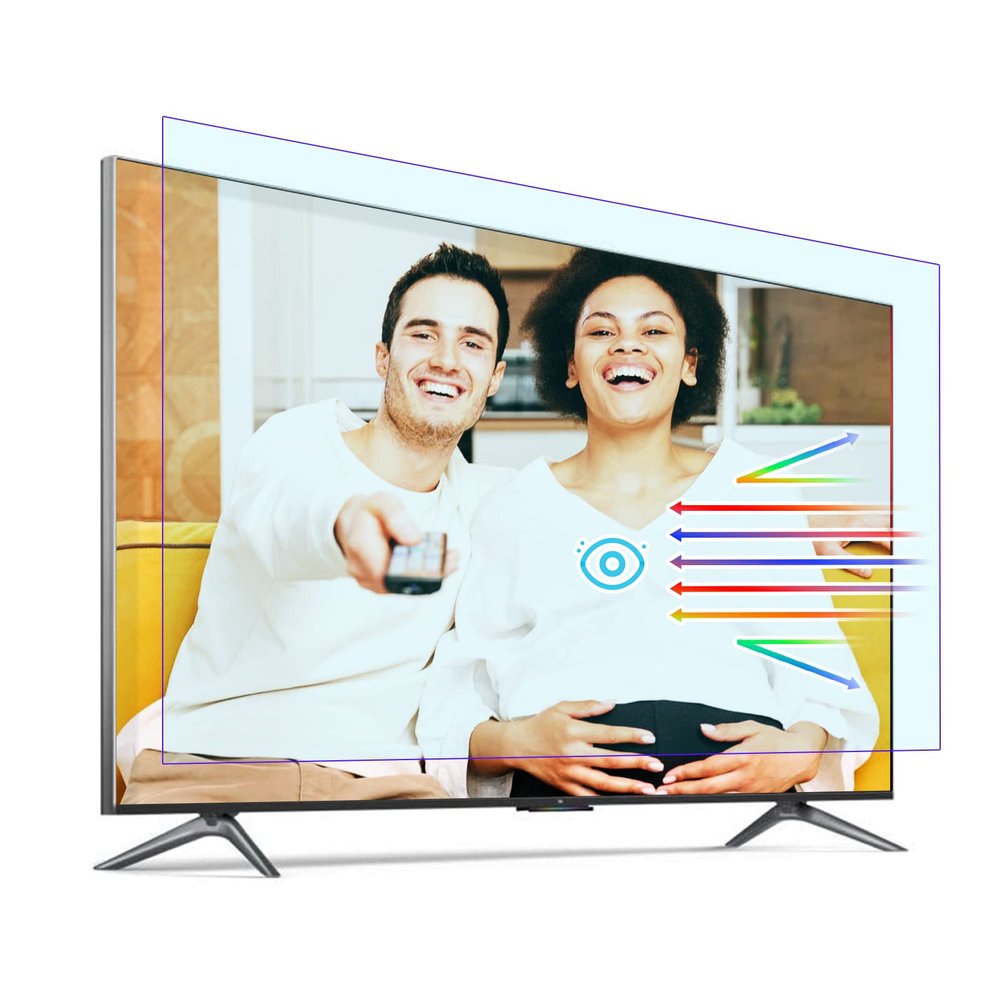 KIOP 55 Inch Anti-Glare Out Blue Light TV Screen Protector Film Blocking Radiation Shield UV Filter, New Upgrade Matte Frosted Surface,Multi-Function Glare Reducer Film,55inch Narrow