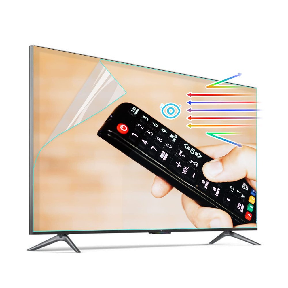 KIOP 55 Inch TV Glare Reducer,Anti Glare TV Screen Protector,Out Blue Light Anti Scratch,Shield UV Filter, Indoor use Anti Glare TV Film,55inch Narrow