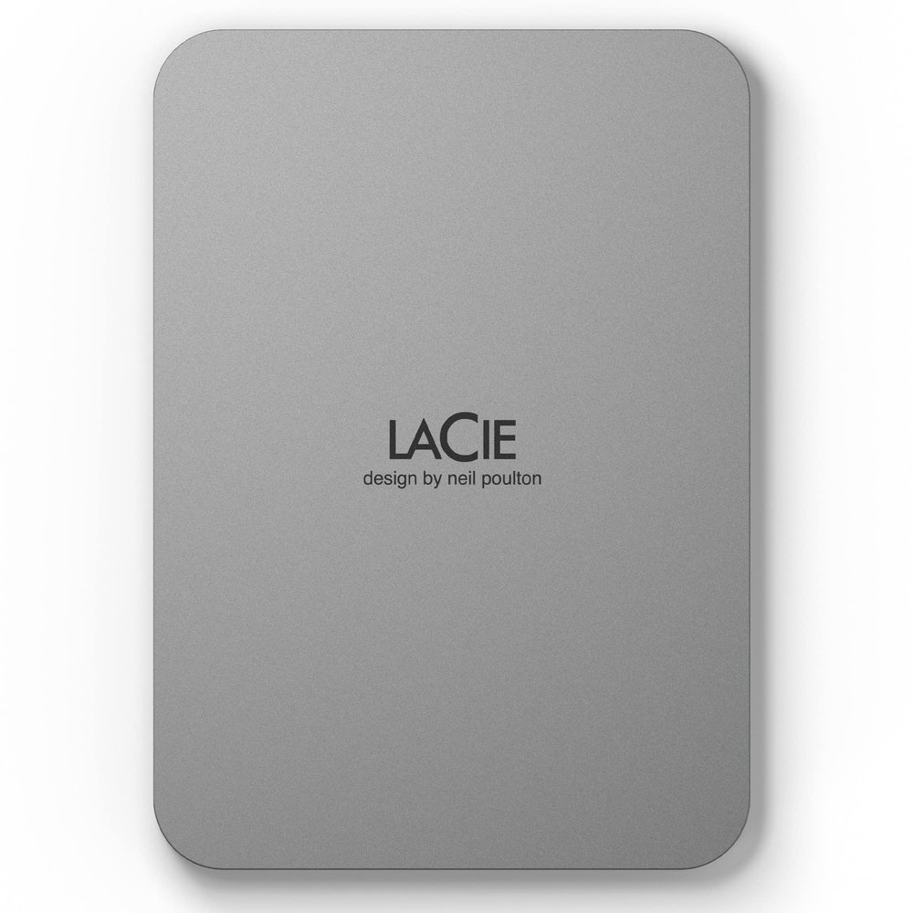 LaCie Mobile Drive 1TB External Hard Drive Portable HDD - Moon Silver, USB-C 3.2, for PC and Mac, Post-Consumer Recycled, with Adobe All Apps Plan and Rescue Services (STLP1000400)