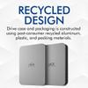 LaCie Mobile Drive, 5TB, External Hard Drive Portable - Moon Silver, USB-C 3.2, for PC and Mac, Post-Consumer Recycled, with Adobe All Apps Plan (STLP5000400) view 3