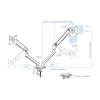 TOOQ DB4132TNR-G - Swivel and Tilt Table Stand for 17"-32" Screens, Two Arms, Adjustable and Adjustable with Spring-Assisted Mechanism, Grey/Black view 3