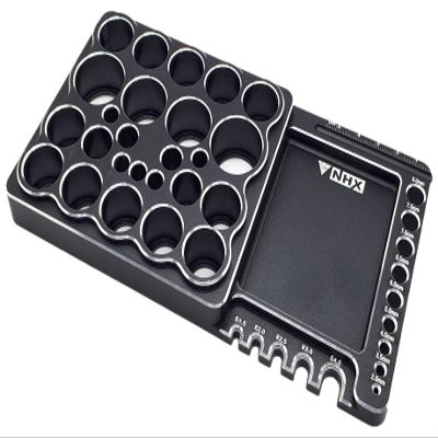 NHX RC Multi-Functional Aluminum Tool Stand -Bullet Jig E-Clip Parts Tray -Black