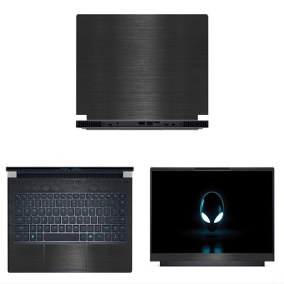 Decalrus - Protective Decal for The Alienware x14 R1 14 (14" Screen) Laptop Black Texture Brushed Aluminum Cover wrap BAalienwareX14_R1Back