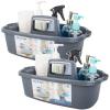 Large Cleaning Supplies Caddy Portable Shower Basket Supply Organizer with Handle Plastic Bucket Tool Storage for Bathroom, Bedroom, Kitchen, College Dorm, Garden, Dark Gray 2 Pack view 1