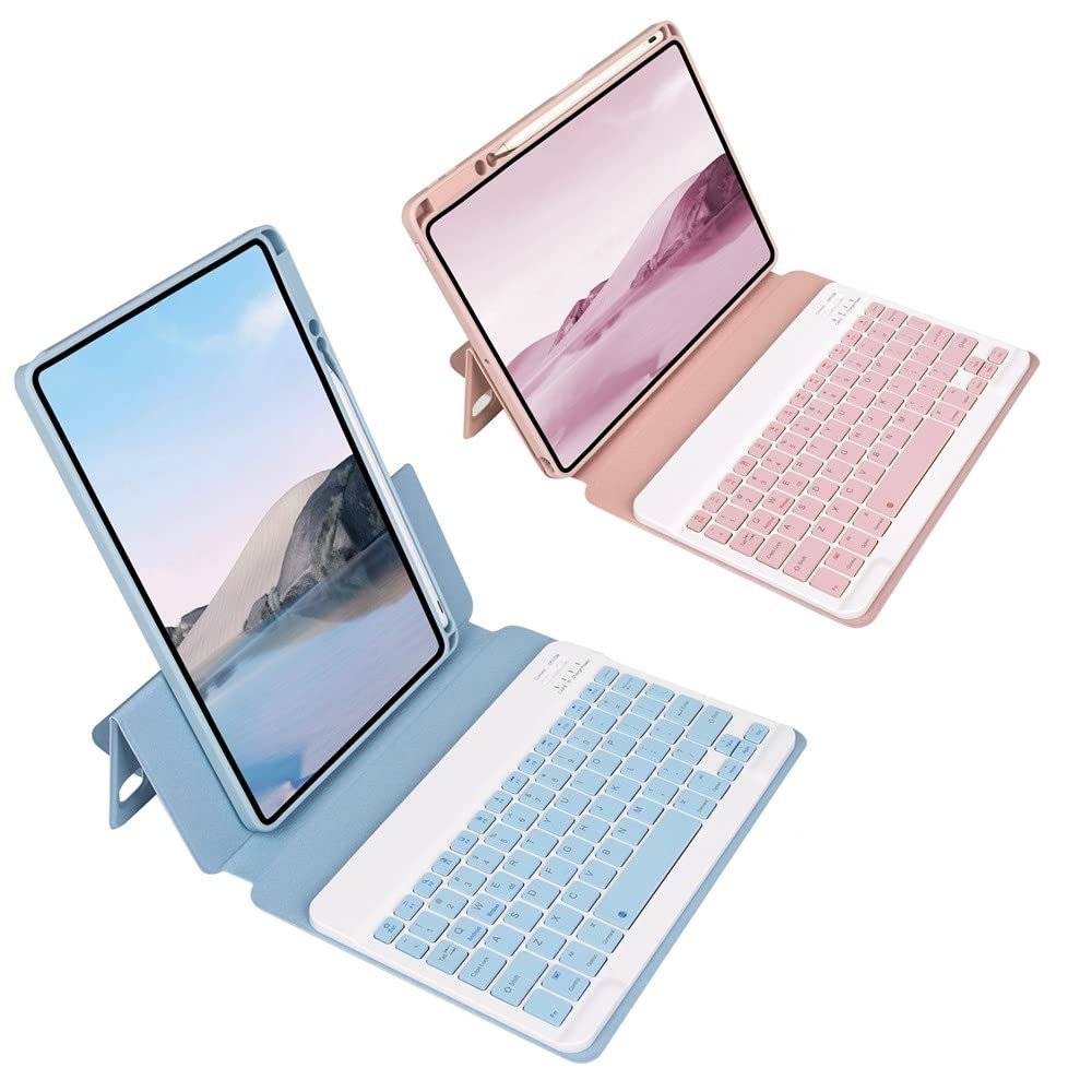 Keyboard Case Compatible with iPad Air 5th 4th Generation 10.9", Pro 11" Keyboard Case Detachable Magnetic Clear Cover Slim Folio Smart Cover Magic Keyboard,LightBlue