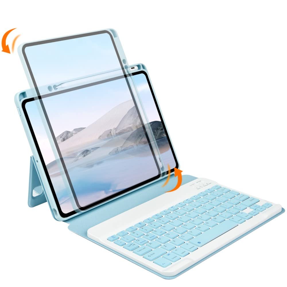 KMXDD Vertical Keyboard Case Compatible with iPad Pro 12.9 inch 6th 5th 4th 3rd Gen Keyboard Case Removable Magnetic Clear Cover Slim Folio Smart Keyboard Cover,PurpleGray