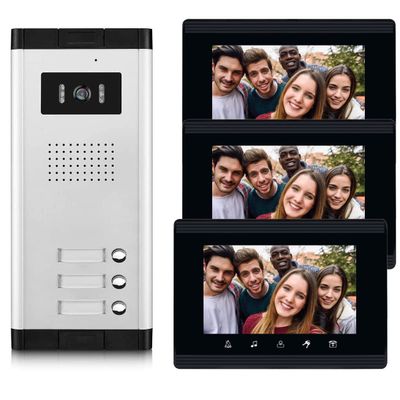 AMOCAM 3 Units Apartment Intercom System, 7 inch Monitor Wired Video Door Phone System, Monitoring, Unlock, Dual Way Door Intercom, for Home Household