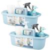 Large Cleaning Supplies Caddy Portable Shower Basket Supply Organizer with Handle Plastic Bucket Tool Storage for Bathroom, Bedroom, Kitchen, College Dorm, Garden, Blue 2 Pack view 1