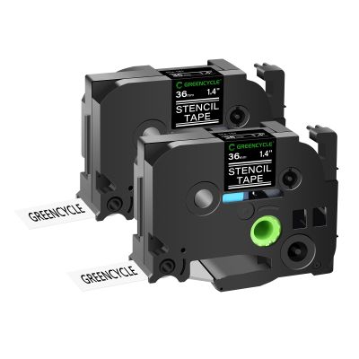 GREENCYCLE 2 Pack Black on Clear Mobile Solutions Stencil Labeling Tape Cassette Compatible for Brother STE-161 ST-161 1.5" 36mm x 3m for Ptouch PT530 PT3600 PT9400 PT9600 PT9800PCN Label Maker