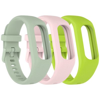 Gheper Soft Silicone Bands Compatible with Garmin Vivosmart 5 Straps Replacement Wristbands with Secure Metal Watch Clasp Buckle Bracelet Band Case Cover for Women Men, 3 Pack