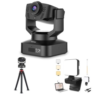 4K PTZ Webcam Kits, NexiGo N990 (Gen 2) UHD 2160P Webcam with 5X Digital Zoom, Sony Starvis Sensor, Position Preset, Upgraded Video Conference Lighting, Flexible Mini Tripod, for Skype/Teams/Zoom