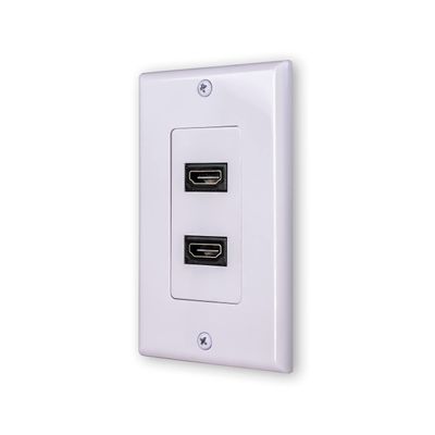 SatelliteSale Universal HDMI 1.4 Dual Wall Plate Female to Female 10.2Gbps 4K/30Hz White with Screws and Wall Bracket Included