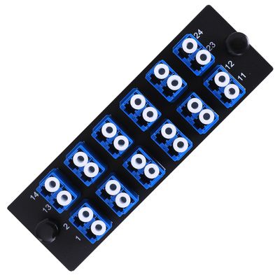 VFLTOOL 12 Duplex LC Adapters LGX Footprint Fiber Patch Panel Loaded 24 Fiber Ports Couplers Enclosure - LC UPC Blue Compatible with SingleMode Multimode|1.25G/10GB OS1-2/OM3