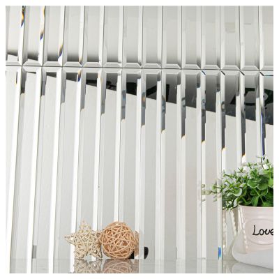 Lovdeco Peel and Stick Mirror Strip Tile, 1.2 x 12 Inches Mirror Tiles for Kitchen Backsplash and Bathroom Wall (5 Pieces, 5 SQ.FT.)