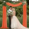 FUHSY Wedding Arch Draping Fabric Burnt Orange Drapes for Backdrop 20FT 2 Panels Chiffon Fabric Drapery Swag Curtains for Ceremony Ceiling Drapes Sheer Fabric Archway for Reception Wedding Decorations view 1