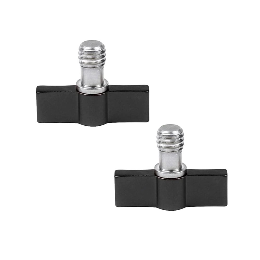 BGNing M5 Threading Rotating Knob, Adjustable Thumb Lever Screw, T Handle Wrench Adapter for SLR Camera Tripod (3/8 * 14 T7MM Type Black 2pcs)