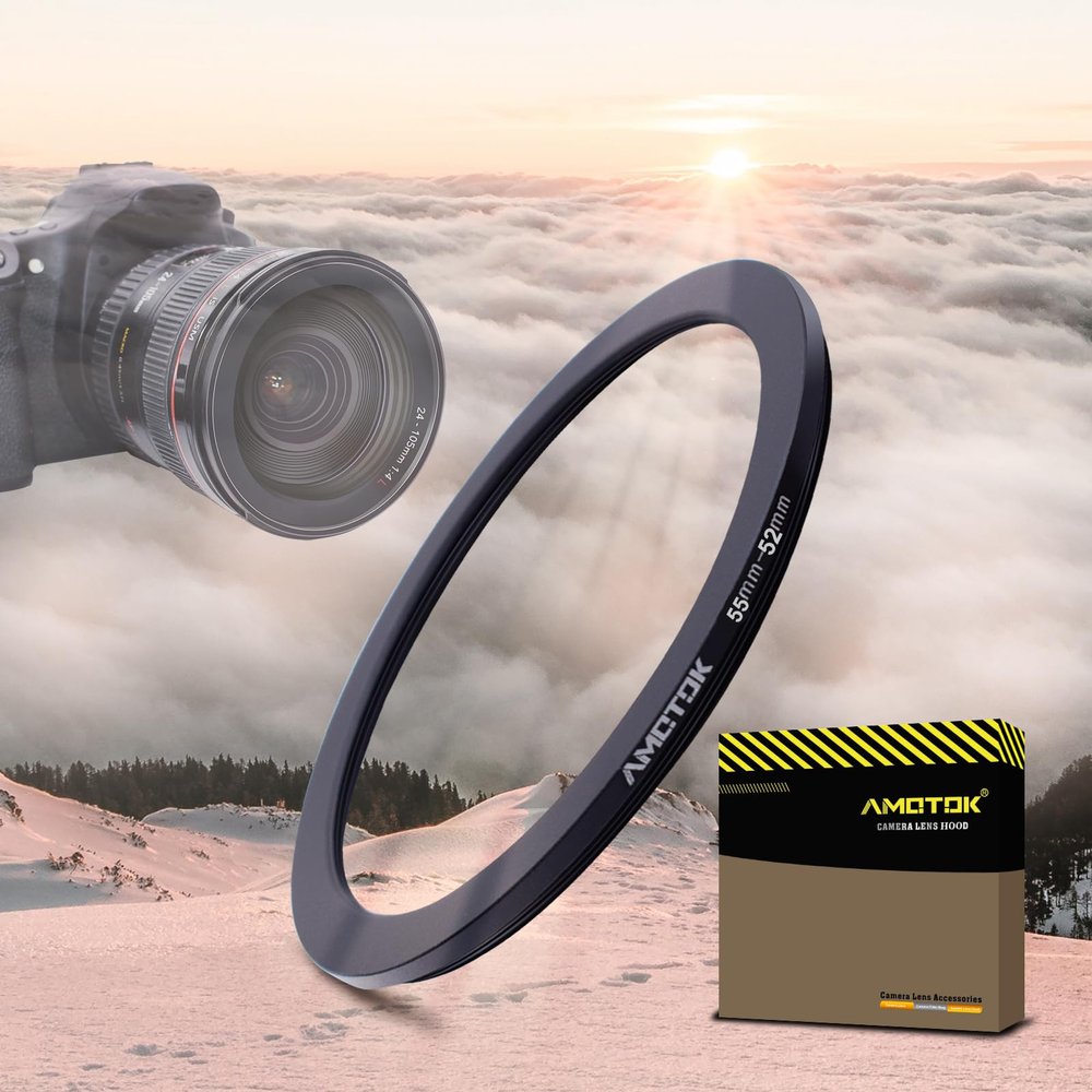 55mm Lens to 52mm Camera Lens Adapter,55mm to 52mm Filter Step-Down Ring Adapter Ring,Compatible All 52mm Filter Accessory